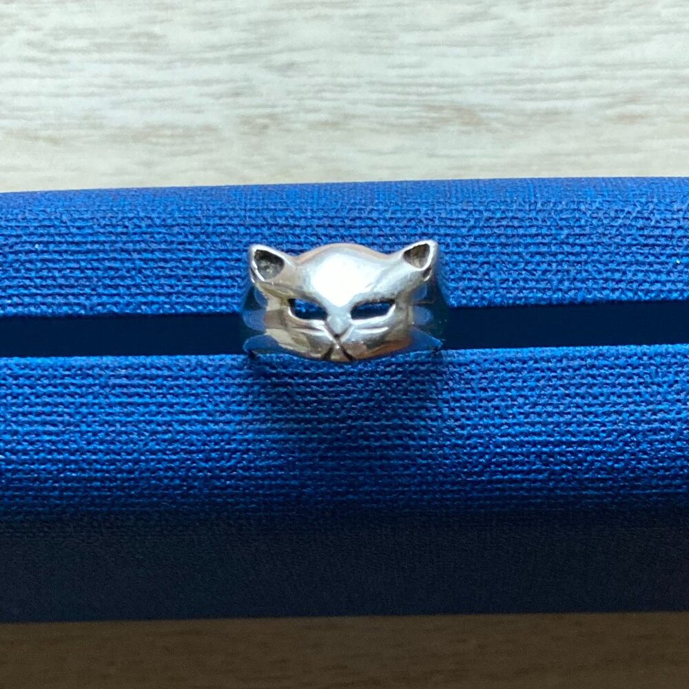 Cat ring Vintage 925 Roma Silver Sz 8